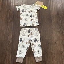 Angel Dear Sleepytime Bears Loungewear Set Bamboo Pjs 6-12m NWT