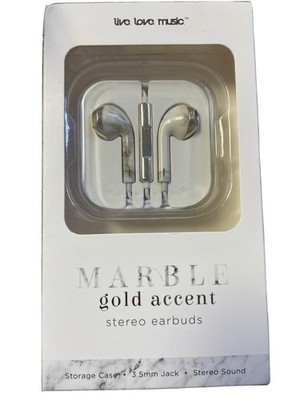 Marble Gold Accent Stereo Earbuds