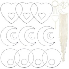 20 Pieces Metal Dream Catcher Rings Circle Heart Moon Shaped Macrame Hoop Cat...