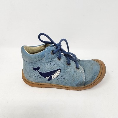 Ricosta Pepino Lucky Boys Sz EU23/US 6.5M Ankle Boots Whale Motif Blue Leather 