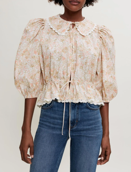 Maje Bluse Pink Rosa Blumen Baumwolle Gr. Fr 38 M Damen Oberteil MFPCM00266-image