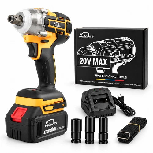 W/Batteries Cordless Impact Wrench Kit Cordless Drill Bit Set Car Repair Wheel