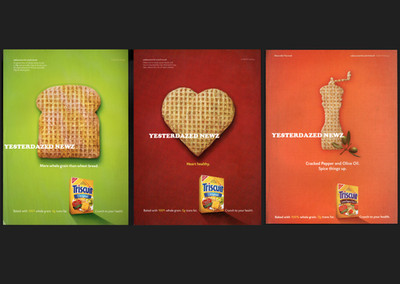 Lot of 3: 2005/07 Print ads: Nabisco Triscuit Original & cracked Pepper