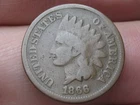 1866 Indian Head One Cent Penny- Good/VG Details, Brown