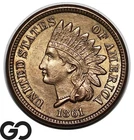 1861 Indian Head Cent Penny, Nice BU++ Tougher Date