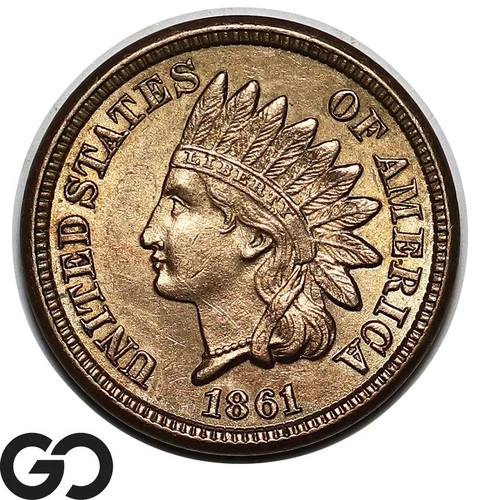 1861 Indian Head Cent Penny, Nice BU++ Tougher Date