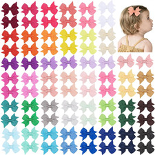 50 PCS 2 Inch Baby Hair Bows Clips for Girls Grosgrain Ribbon Fully Lined Infant