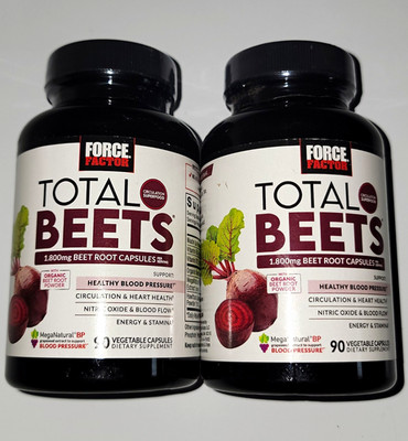 Force Factor Total Beets Beet Root Capsules 1800mg 90 Ct No Sugar Exp 04/29