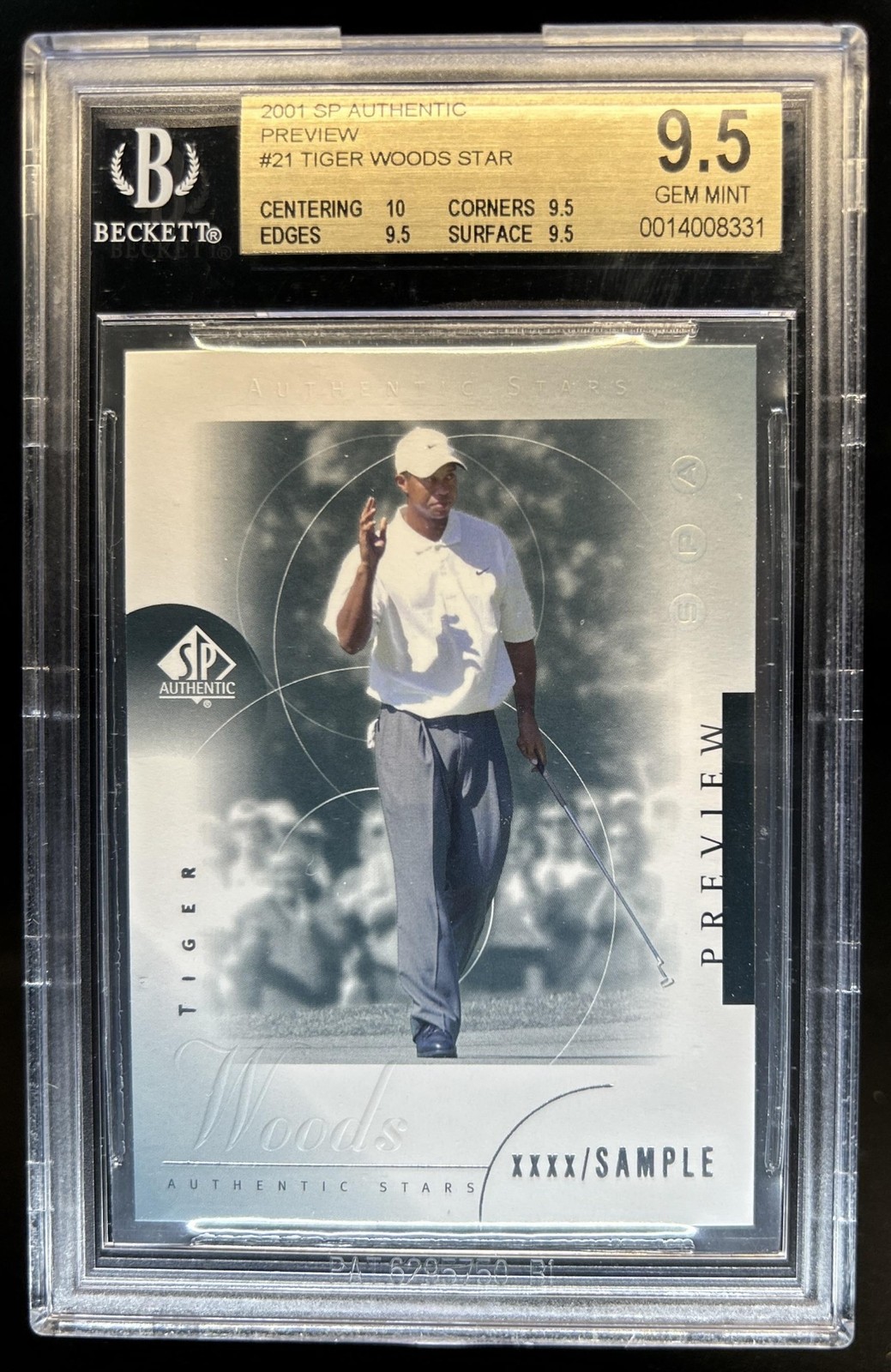 2001 Upper Deck Tiger Woods SP Authentic Preview RC #21 BGS 9.5 GEM MINT Rookie
