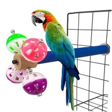 Perch Toy with Rotating Balls for Birds, Rough-surfaced Natural Parrot Perch
