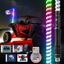 3ft COB LED Whip Lights RGB Chase Spiral Antenna w/Remote for Can-Am ATV UTV RZR