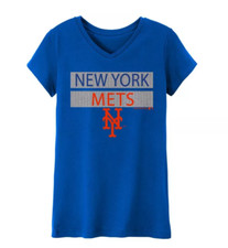 MLB New York Mets Girls' V-Neck Core T-Shirt Youth Extra Large XL 14/16