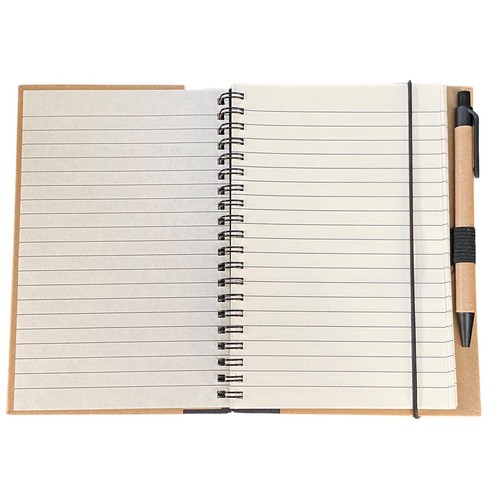 Ebay Open Online Notebook Set Brown Black Cover Lined Pages Ballpoint Pen NEW - Picture 4 of 7