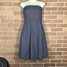 J Crew Sz 2 Lorelei Cocktail Dress w/Pockets Textured Strapless Polka Dot -G