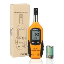 Digital Psychrometer Mini LCD Hygrometer with Dew Point Wet Bulb 9V Battery