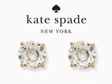 Kate Spade New York Gumdrop Round Stud Earrings Clear Gold Tone *Brand New*