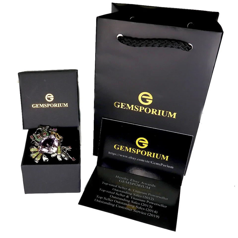 Colgante de plata de ley 925 corazón ametrino 19ct tsavorita búho piedra preciosa hecho a mano Foto 3 de 4