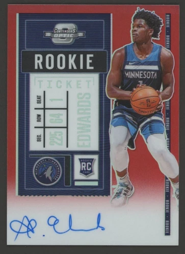 2020-21 Contenders Optic Red Ticket #137 Anthony Edwards RC Rookie AUTO 12/99