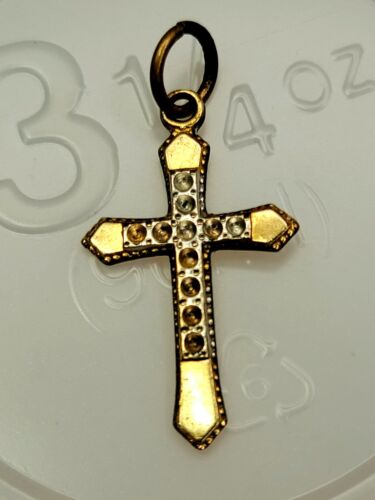 14K GF Religious Cross Gold Filled Metal Pendant Collectible Missing Stones 1g
