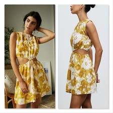 FAITHFULL THE BRAND Womens 10 or US 6 Floral La Pineta Cutout Dress RRP $229