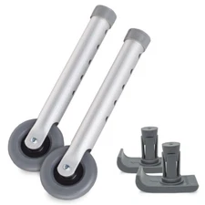 4PCS Top Glides 3 Inch Walker Wheel Kit with FlexFit Walker Ski Glides (Gray)