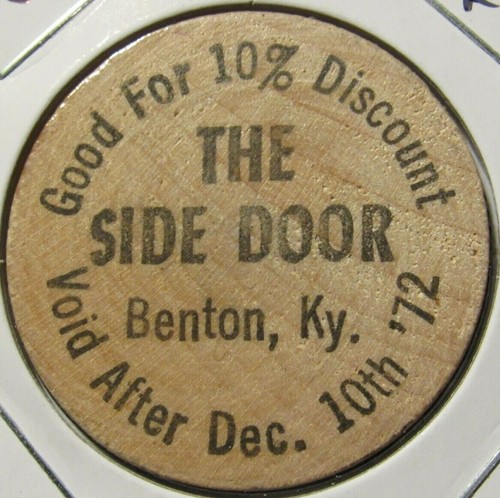 Vintage The Side Door Benton, KY Wooden Nickel - Token Kentucky - 第 1/2 張圖片