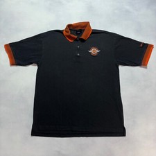 Vintage Harley Davidson University Polo Shirt Men's L Embroidered Black Orange