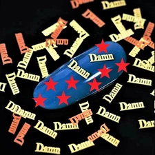 12 STYLES GOLD METAL CHARMS 3D NAIL ART BITCH SAVAGE SMALL GIFT IN BOX FOR WOMEN