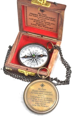 Anniversary Brass Compass Gift for Him or Her Unique Gift Ideas