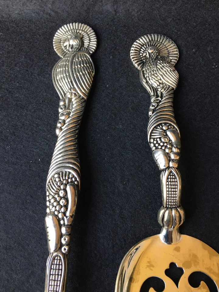 VENTA GODINGER PLATA PAVO A JUEGO LRG CUCHARA PARA SERVIR Y SERVIDOR RANURADO ÚNICO Foto 4 de 4