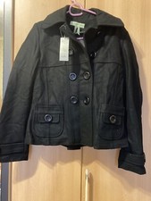 Miss Posh Ladies Short Black 50%wool Coat Size 10 With Detachable Hood