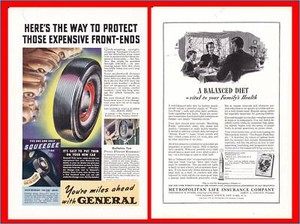 1939 General Tire & Rubber Squeegee - Metropolitan Life Insurance Color Print Ad