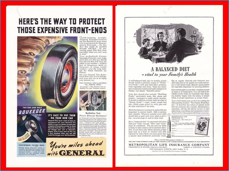 1939 General Tire & Rubber Squeegee - Metropolitan Life Insurance Color Print Ad