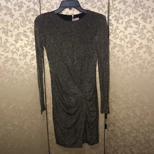Ted Baker Black Metallic Glitter Front Twist Knot Party Holiday Dress Size 1