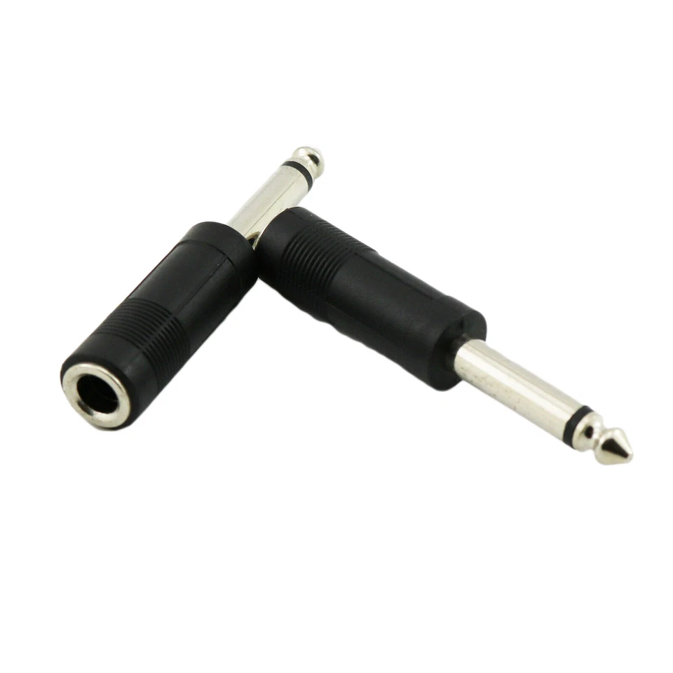 1x 6.35mm 1/4" Mono Male to 6.35mm Female Jack Audio Adapter Nickel plated Black - Image 4 of 4