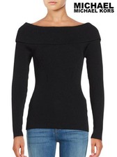 MICHAEL Michael Kors Off-the-Shoulder Ribbed Sweater Women's Off Shoulder Top M