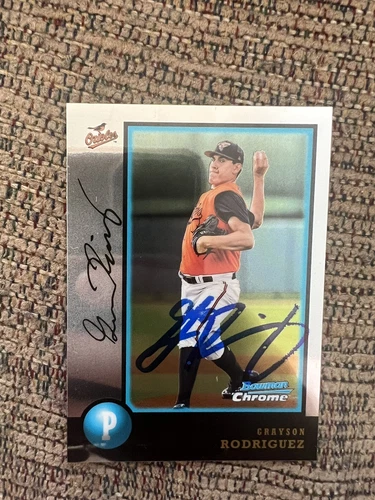 Grayson Rodriguez signed 2018 bowman chrome card Baltimore orioles rookie auto