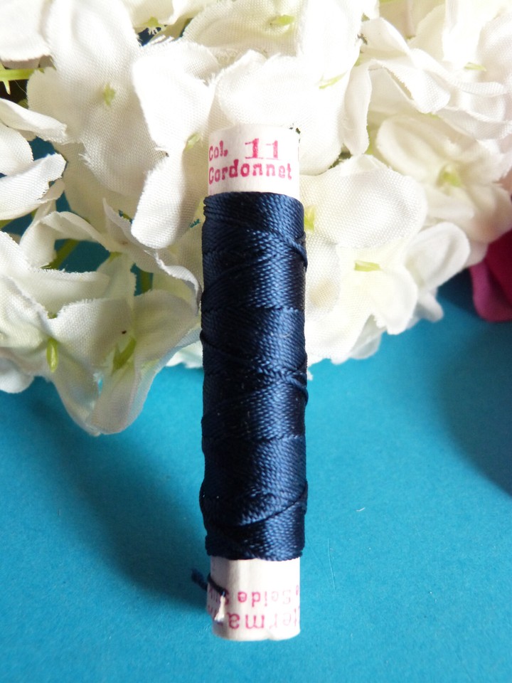 1225BTER Superb Coil Drawstring Silk Gutermann Navy Blue N° 11 | eBay