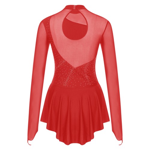 FEESHOW AU Womens Figure Skating Dress Shiny Rhinestone Leotard Contemporary - Picture 19 of 57