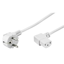 Kaltgeräte-Netzkabel 5m weiss Schutzkontakt-Stecker 90° an Kaltgeräte-Buchse 90°