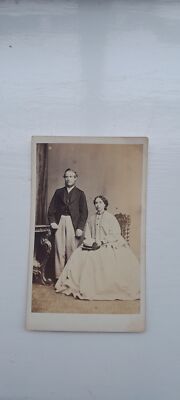 Antike CDV Karte Echtfoto ein Paar aus Wisbech Cambridgeshire 1900er Johnson