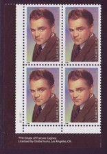#3329 JAMES CAGNEY. MINT PLATE BLOCK. F-VF NEVER HINGED! 