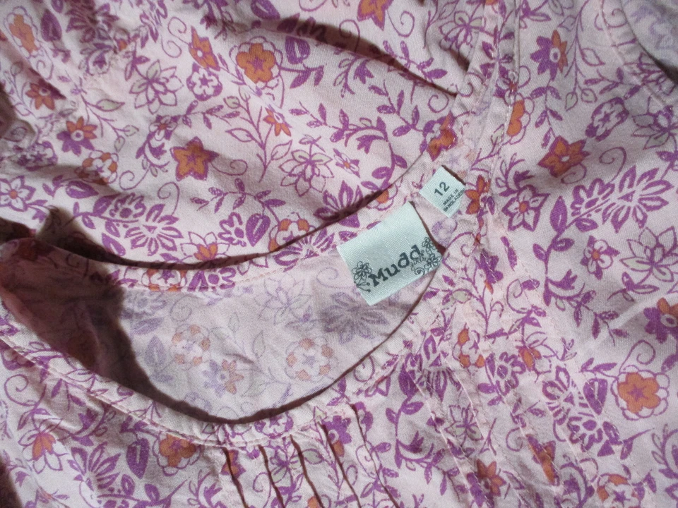 Vestido sin mangas floral Mudd para niñas talla 12 rosa púrpura naranja sin mangas tejido primavera Foto 3 de 4