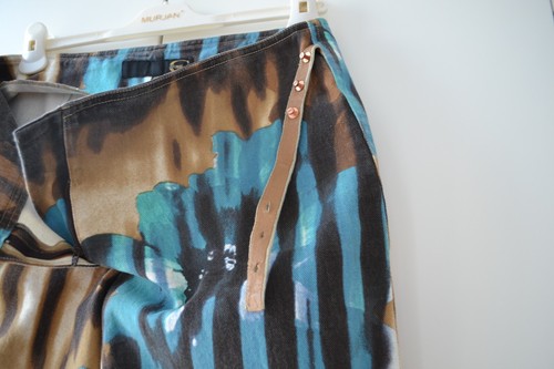 Vintage Roberto Cavalli Jeanshose bedruckt gestreift Druck 90er Jahre Blume Größe IT 46 - Bild 9 von 10
