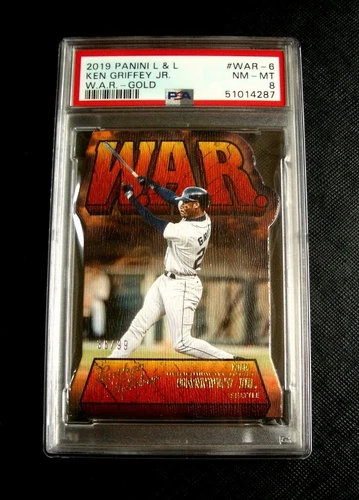 2019 Panini #WAR-6 Gold Ken Griffey Jr MARINERS Leather & Lumber Card ~ PSA 8