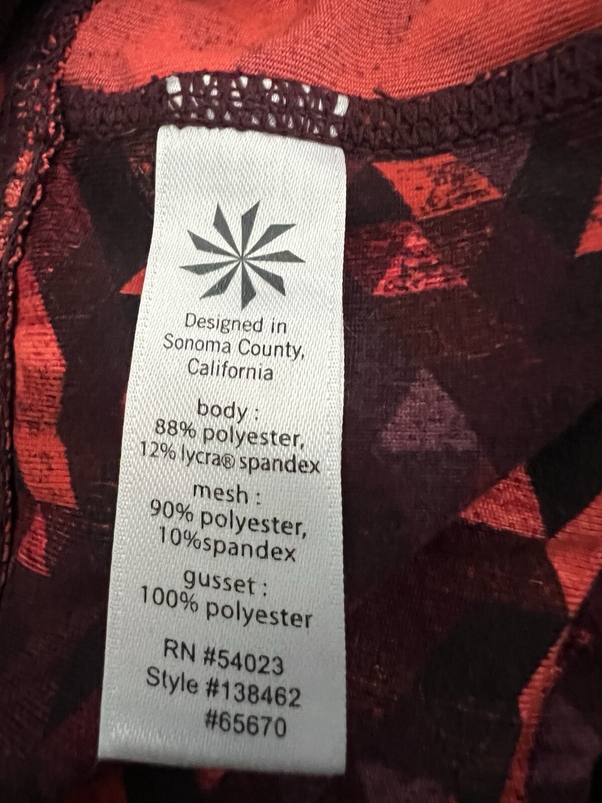 ATHLETA TRIANGULAR BE FREE Red + Black Leggings W… - image 11