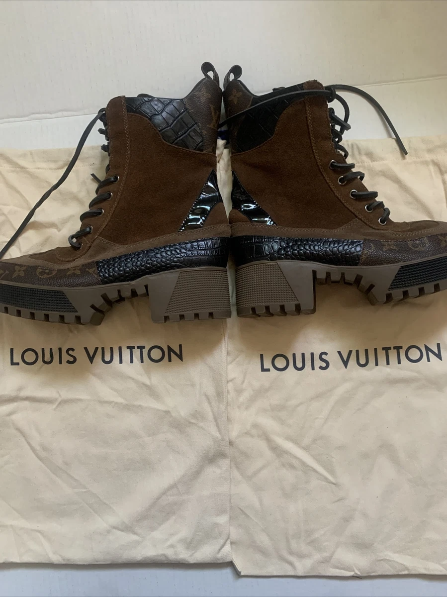 Louis Vuitton Monogram Canvas Suede Laureate Desert Platform Boots