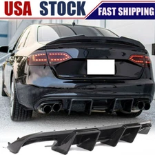 REAL CARBON Rear Bumper Lip Diffuser Spoiler Fit for Audi S4 B8 Sedan 2008-2012