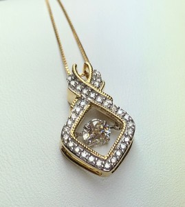 14k infinity pendant necklace yellow krn floating dancing diamond designer gold