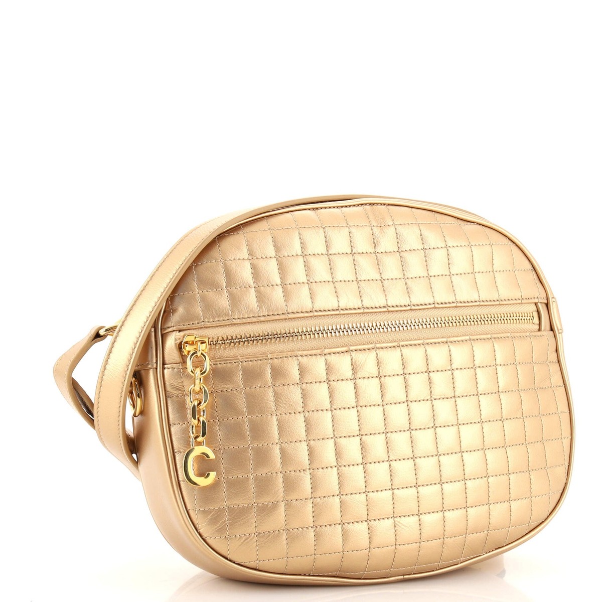 Celine C Charm Camera Bag Quilted Leather Medium Gold